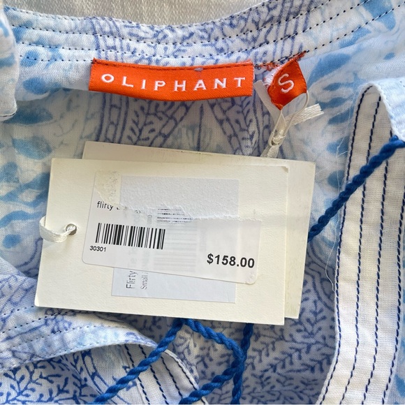 Oliphant Flirty Paisley Flutter Short Sleeve Blue Tie Top Size Small - Picture 9 of 12